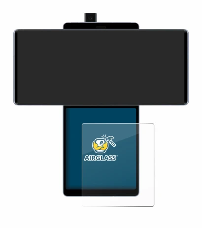 Immagine del dispositivo LG Wing (Display posteriore) con un'ampia varietà di protezioni per lo schermo.