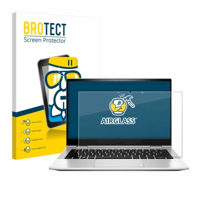 Parte frontale di una confezione del prodotto con il logo del marchio BROTECT. Accanto è raffigurato il dispositivo HP EliteBo