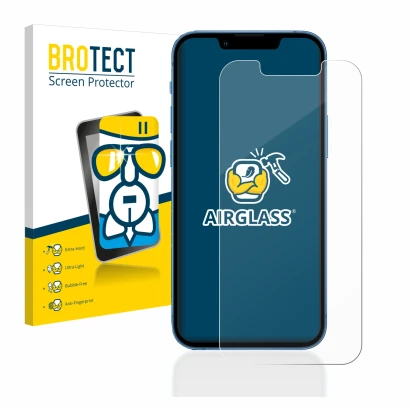 Parte frontale di una confezione del prodotto con il logo del marchio BROTECT. Accanto è raffigurato il dispositivo Apple iPho