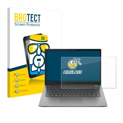 Parte frontale di una confezione del prodotto con il logo del marchio BROTECT. Accanto è raffigurato il dispositivo Lenovo Thi