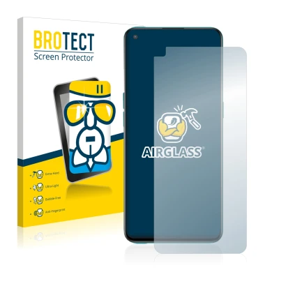 Parte frontale di una confezione del prodotto con il logo del marchio BROTECT. Accanto è raffigurato il dispositivo OnePlus No