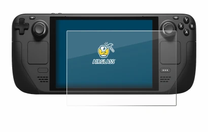 Immagine del dispositivo Valve Steam Deck con un'ampia varietà di protezioni per lo schermo.