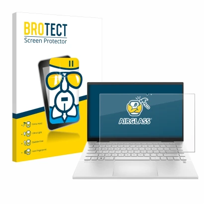 Parte frontale di una confezione del prodotto con il logo del marchio BROTECT. Accanto è raffigurato il dispositivo HP Pavilio