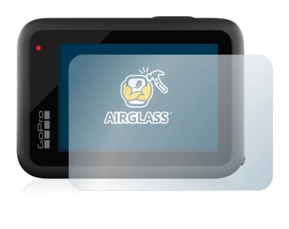 Immagine del dispositivo GoPro Hero 10 Black con un'ampia varietà di protezioni per lo schermo.