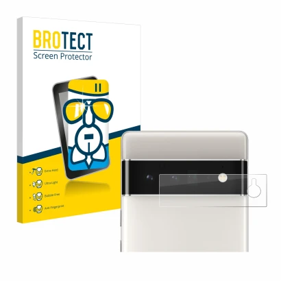 Parte frontale di una confezione del prodotto con il logo del marchio BROTECT. Accanto è raffigurato il dispositivo Google Pix