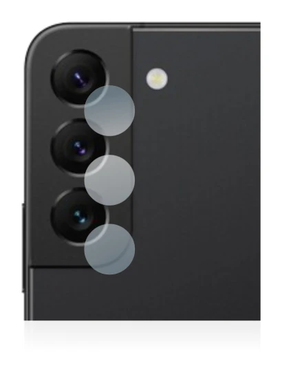 Immagine del dispositivo Samsung Galaxy S22 5G (SOLO Fotocamera) con un'ampia varietà di protezioni per lo schermo.