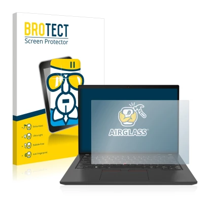 Parte frontale di una confezione del prodotto con il logo del marchio BROTECT. Accanto è raffigurato il dispositivo Lenovo Thi