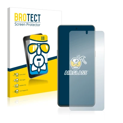 Parte frontale di una confezione del prodotto con il logo del marchio BROTECT. Accanto è raffigurato il dispositivo OnePlus 10