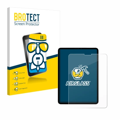 Parte frontale di una confezione del prodotto con il logo del marchio BROTECT. Accanto è raffigurato il dispositivo Apple iPad