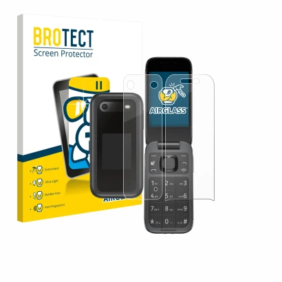 Parte frontale di una confezione del prodotto con il logo del marchio BROTECT. Accanto è raffigurato il dispositivo Nokia 2660
