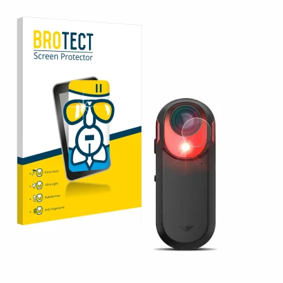 Parte frontale di una confezione del prodotto con il logo del marchio BROTECT. Accanto è raffigurato il dispositivo Garmin Var