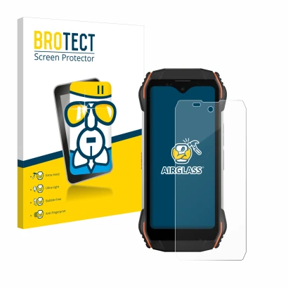 Parte frontale di una confezione del prodotto con il logo del marchio BROTECT. Accanto è raffigurato il dispositivo Blackview 