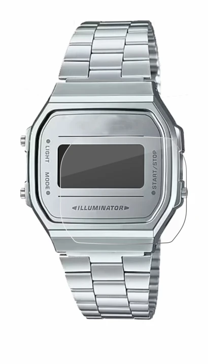 Immagine del dispositivo Casio A168WEM-7EF con un'ampia varietà di protezioni per lo schermo.