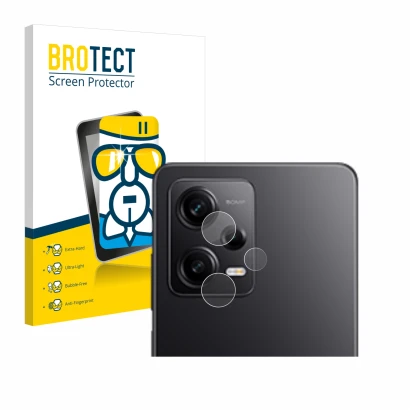 Parte frontale di una confezione del prodotto con il logo del marchio BROTECT. Accanto è raffigurato il dispositivo Xiaomi Red