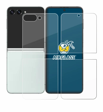 Immagine del dispositivo Samsung Galaxy Z Flip 5 (Fronte+Retro) con un'ampia varietà di protezioni per lo schermo.