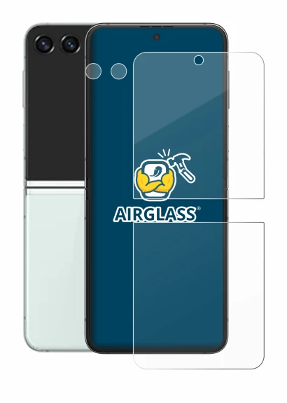 Immagine del dispositivo Samsung Galaxy Z Flip 5 (Fronte+Fotocamera) con un'ampia varietà di protezioni per lo schermo.