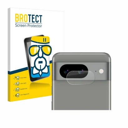 Parte frontale di una confezione del prodotto con il logo del marchio BROTECT. Accanto è raffigurato il dispositivo Google Pix