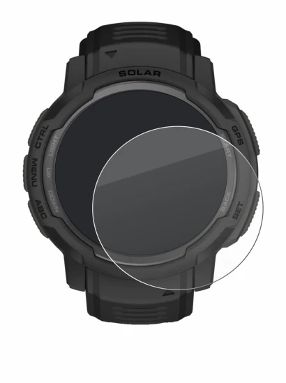 Immagine del dispositivo Garmin Instinct Crossover AMOLED con un'ampia varietà di protezioni per lo schermo.