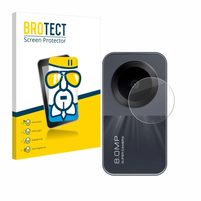 Parte frontale di una confezione del prodotto con il logo del marchio BROTECT. Accanto è raffigurato il dispositivo Xiaomi Red