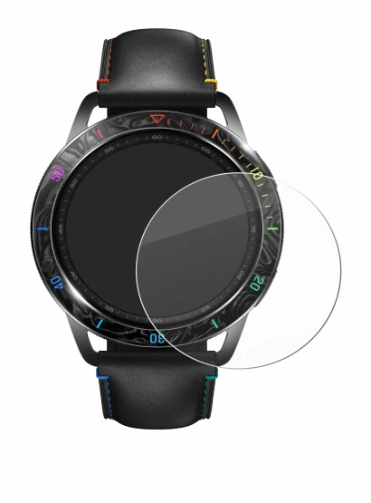 Immagine del dispositivo Xiaomi Watch S3 con un'ampia varietà di protezioni per lo schermo.