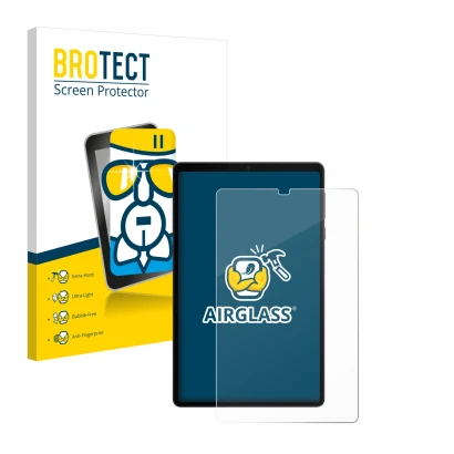 Parte frontale di una confezione del prodotto con il logo del marchio BROTECT. Accanto è raffigurato il dispositivo Lenovo Leg