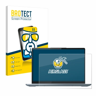 Parte frontale di una confezione del prodotto con il logo del marchio BROTECT. Accanto è raffigurato il dispositivo Lenovo Ide