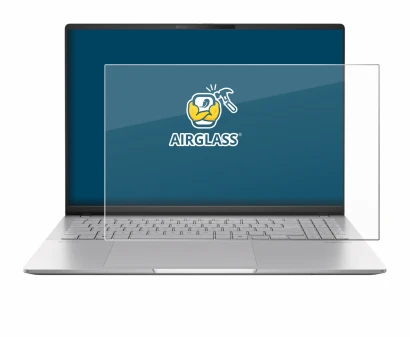Immagine del dispositivo ASUS Vivobook S16 OLED M5606 con un'ampia varietà di protezioni per lo schermo.