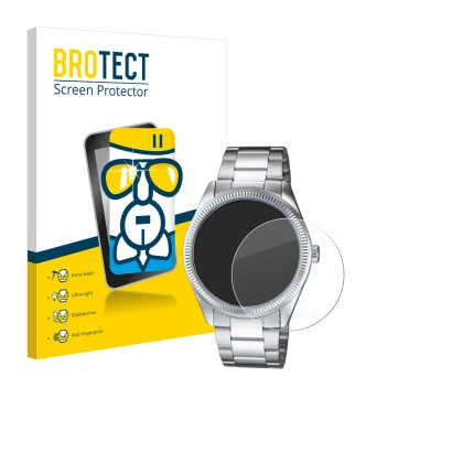 Parte frontale di una confezione del prodotto con il logo del marchio BROTECT. Accanto è raffigurato il dispositivo Casio MTP-