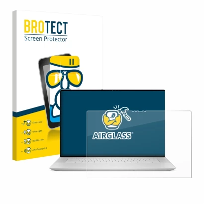 Parte frontale di una confezione del prodotto con il logo del marchio BROTECT. Accanto è raffigurato il dispositivo Dell XPS 1