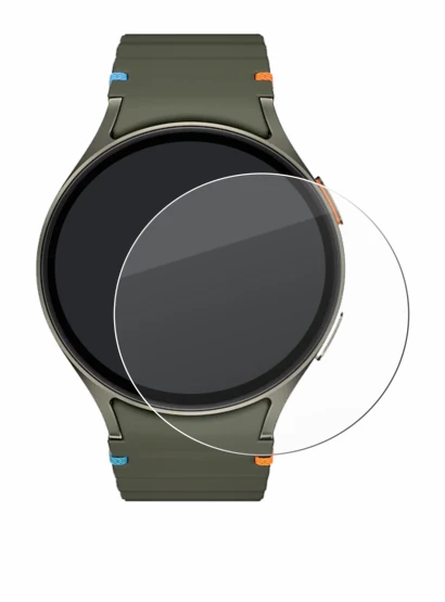 Immagine del dispositivo Samsung Galaxy Watch 7 (44 mm) con un'ampia varietà di protezioni per lo schermo.