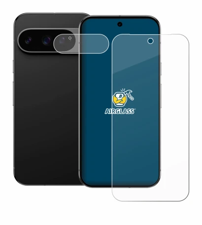 Immagine del dispositivo Google Pixel 9 Pro XL (Fronte+Fotocamera) con un'ampia varietà di protezioni per lo schermo.