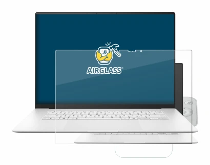 Immagine del dispositivo ASUS ZenBook S 16 con un'ampia varietà di protezioni per lo schermo.