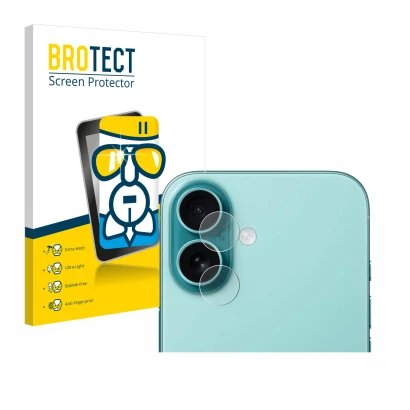 Parte frontale di una confezione del prodotto con il logo del marchio BROTECT. Accanto è raffigurato il dispositivo Apple iPho