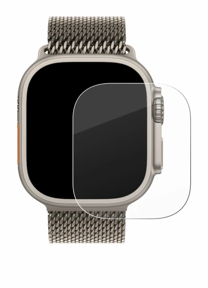Immagine del dispositivo Apple Watch Ultra 3 (49 mm) con un'ampia varietà di protezioni per lo schermo.