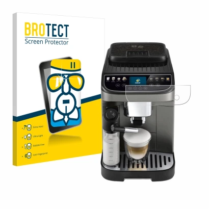 Parte frontale di una confezione del prodotto con il logo del marchio BROTECT. Accanto è raffigurato il dispositivo DeLonghi M
