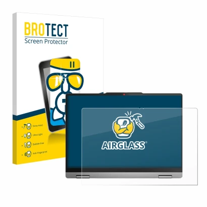 Parte frontale di una confezione del prodotto con il logo del marchio BROTECT. Accanto è raffigurato il dispositivo Lenovo Ide