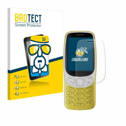 Parte frontale di una confezione del prodotto con il logo del marchio BROTECT. Accanto è raffigurato il dispositivo Nokia 3210