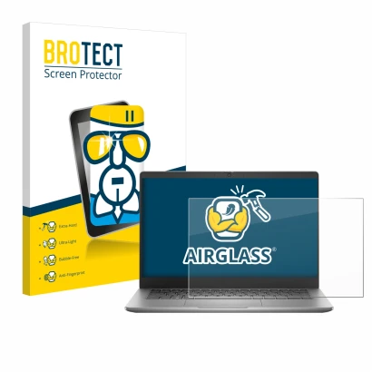 Parte frontale di una confezione del prodotto con il logo del marchio BROTECT. Accanto è raffigurato il dispositivo Dell Latit