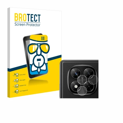 Parte frontale di una confezione del prodotto con il logo del marchio BROTECT. Accanto è raffigurato il dispositivo Xiaomi Red