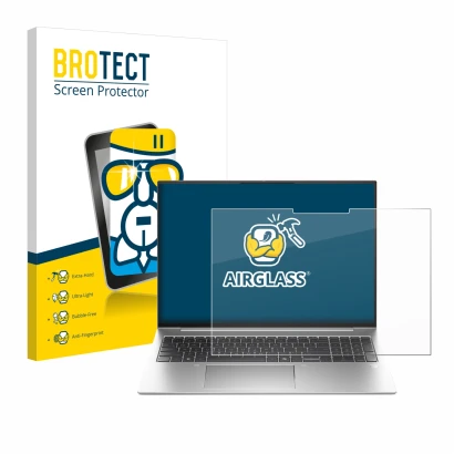 Parte frontale di una confezione del prodotto con il logo del marchio BROTECT. Accanto è raffigurato il dispositivo HP EliteBo