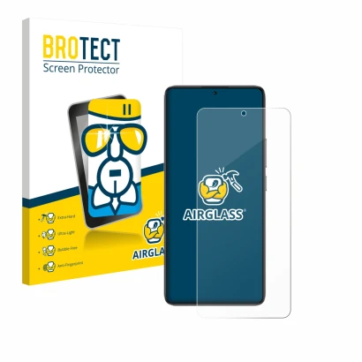 Parte frontale di una confezione del prodotto con il logo del marchio BROTECT. Accanto è raffigurato il dispositivo Xiaomi Poc