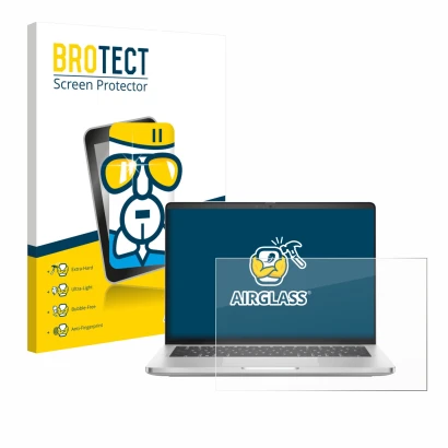 Parte frontale di una confezione del prodotto con il logo del marchio BROTECT. Accanto è raffigurato il dispositivo Dell Pro 1