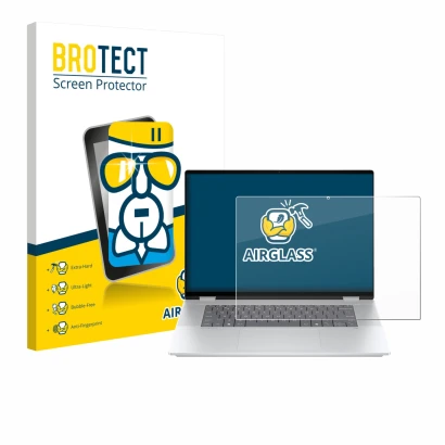 Parte frontale di una confezione del prodotto con il logo del marchio BROTECT. Accanto è raffigurato il dispositivo HP OmniBoo