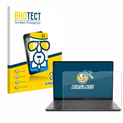 Parte frontale di una confezione del prodotto con il logo del marchio BROTECT. Accanto è raffigurato il dispositivo ASUS ROG Z