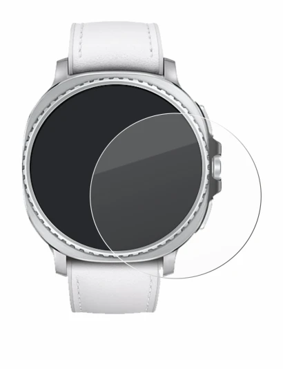 Immagine del dispositivo Samsung Galaxy Watch 8 Classic (46 mm) con un'ampia varietà di protezioni per lo schermo.