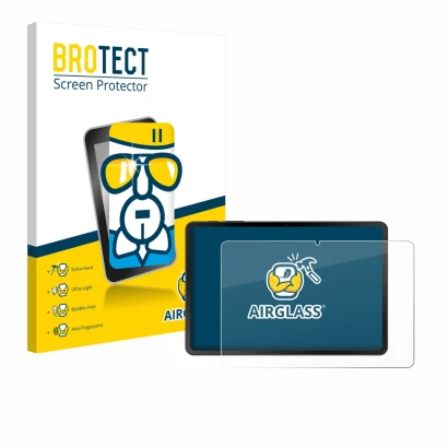Parte frontale di una confezione del prodotto con il logo del marchio BROTECT. Accanto è raffigurato il dispositivo Doogee Tab