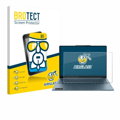 Parte frontale di una confezione del prodotto con il logo del marchio BROTECT. Accanto è raffigurato il dispositivo Lenovo Yog