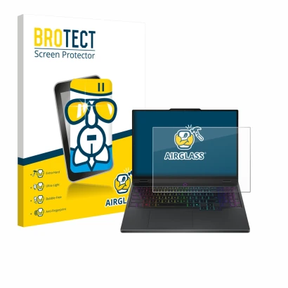 Parte frontale di una confezione del prodotto con il logo del marchio BROTECT. Accanto è raffigurato il dispositivo Lenovo Leg