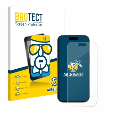 Parte frontale di una confezione del prodotto con il logo del marchio BROTECT. Accanto è raffigurato il dispositivo Apple iPho