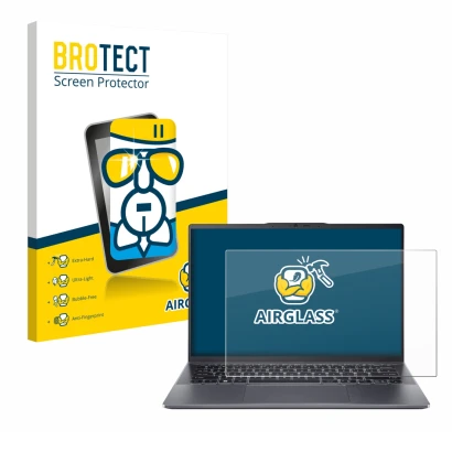 Parte frontale di una confezione del prodotto con il logo del marchio BROTECT. Accanto è raffigurato il dispositivo Acer Swift